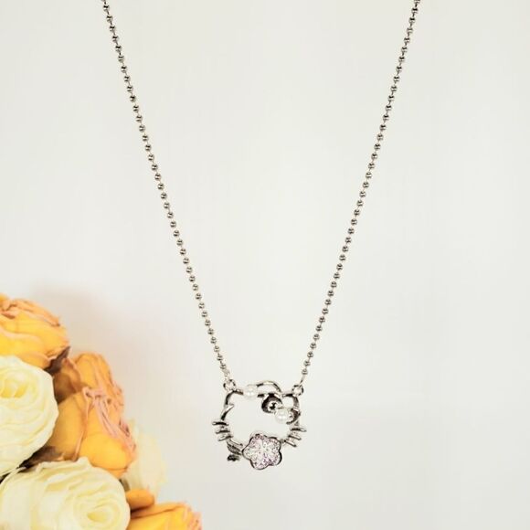 Brand New Hello Kitty With Pink Sakura Pearl Necklace - Picture 4 of 7